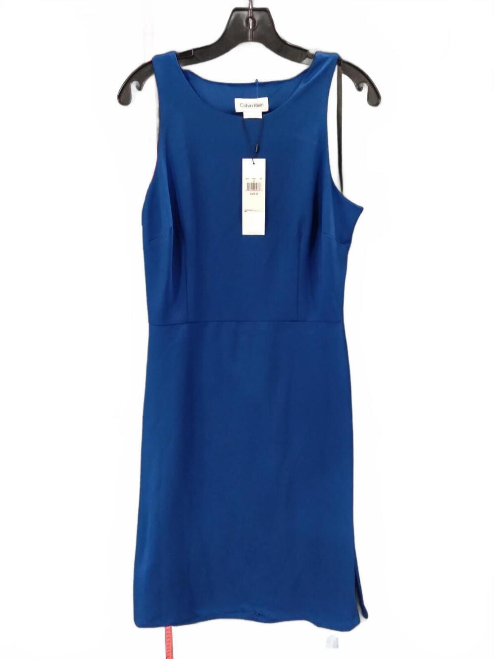 Calvin Klein Cobalt Blue Sleeveless Scuba Crepe Sheath Dress Size 12